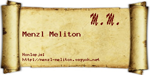 Menzl Meliton névjegykártya